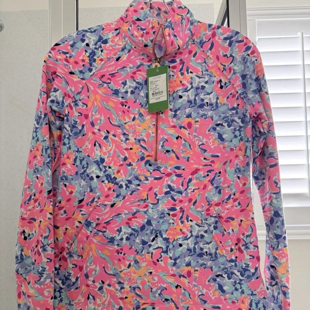 Lilly Pulitzer Callahan Chino Half Zip Popover SZ 0 Catch and Release NWT $128 - Picture 1 of 5